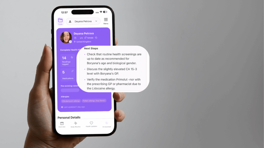 Digital health assistant, AI summary